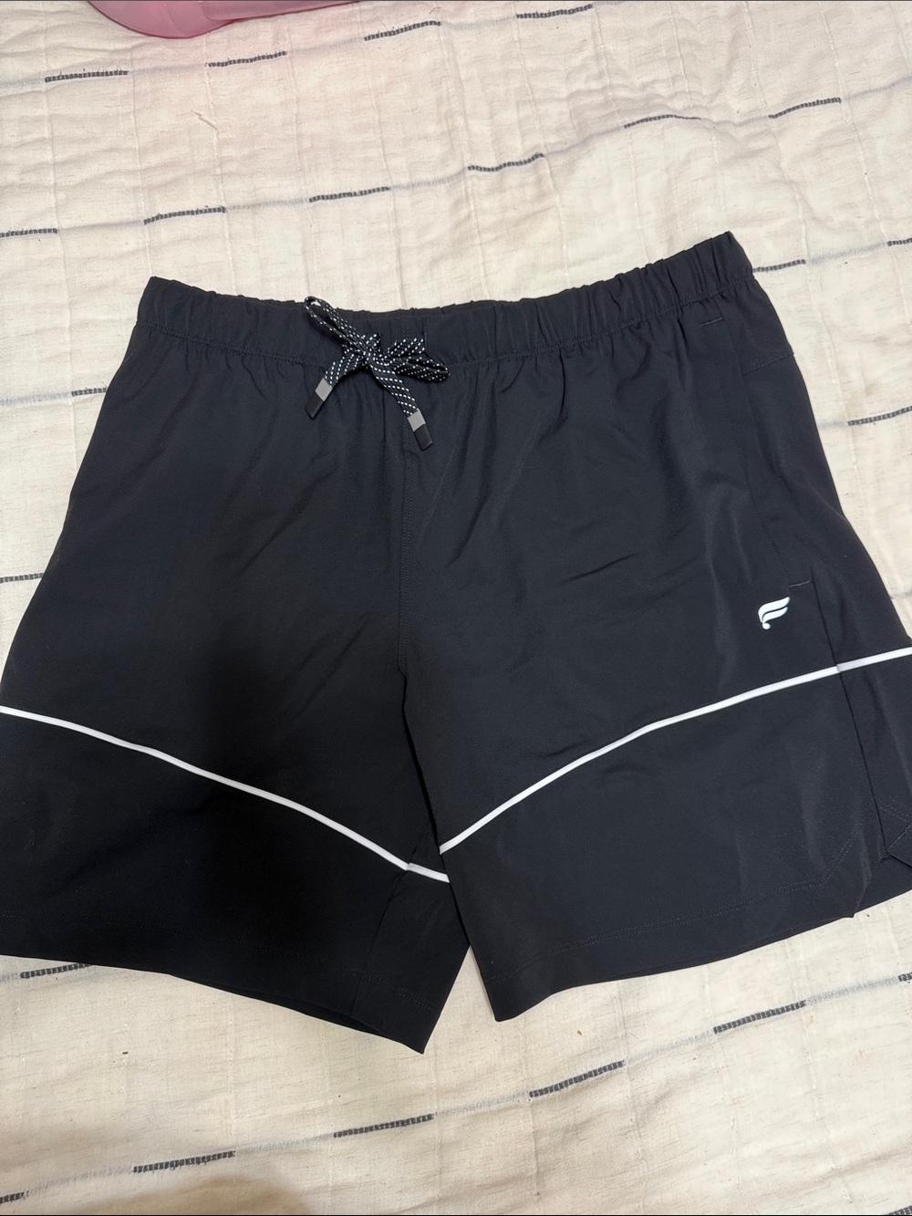 Fabletics Men’s Black Athletic Shorts with White Trim